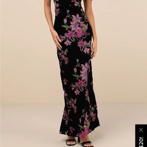 Lulu's Black and Purple Floral Maxi Dress